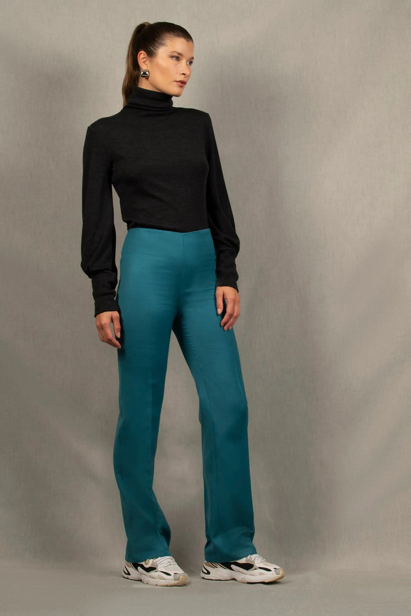Pantalon Tailleur Femme Droit Laine Bleu pacifique – Sœur - My tailor is Joh