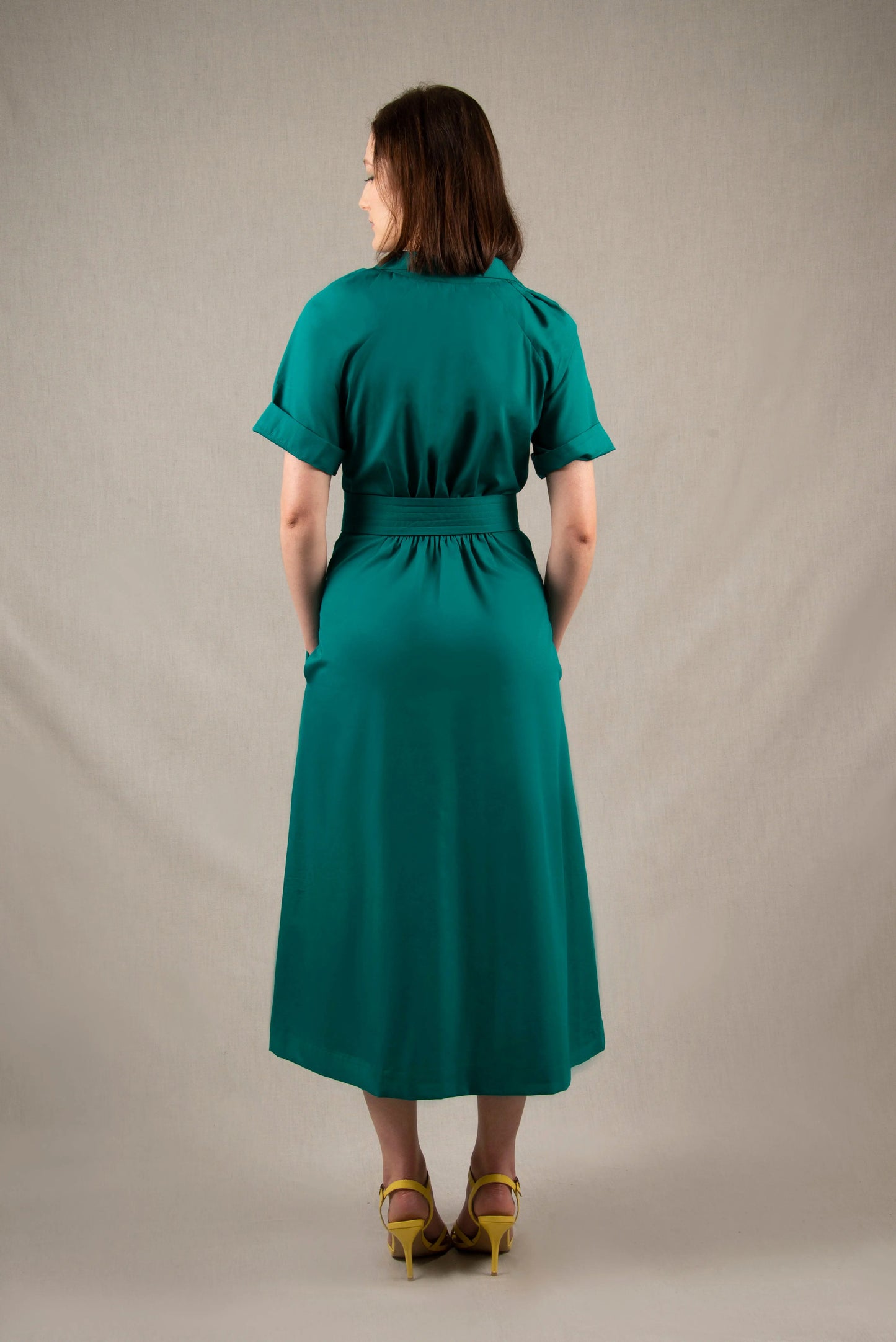 Robe Longue en Coton Couleur Bleu Lagon - Apparence My tailor is Joh