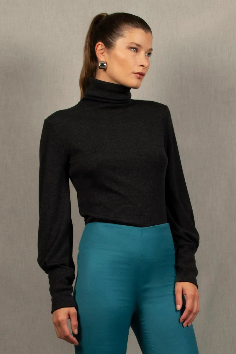 Sous-Pull Femme Gris Anthracite en Laine – Certitude - My tailor is Joh