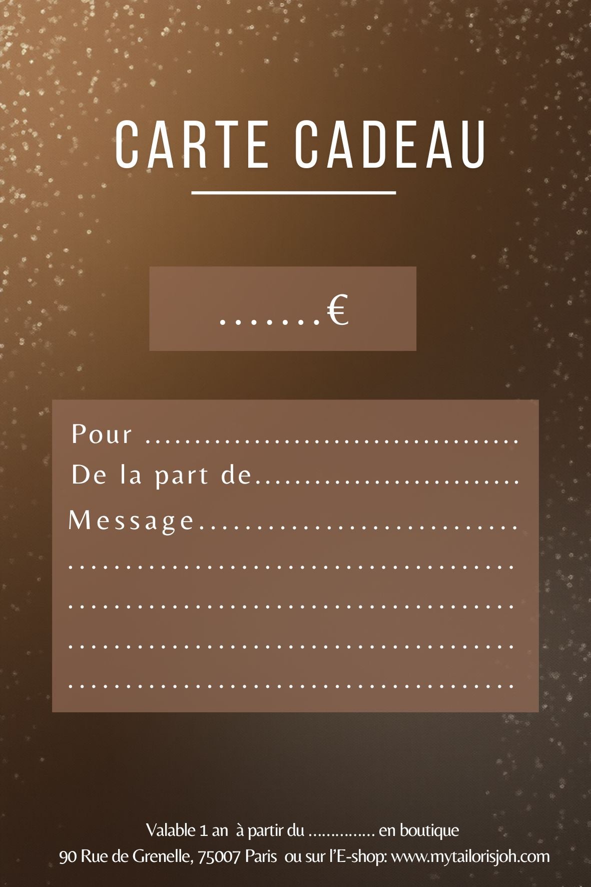 Carte Cadeau My tailor is Joh