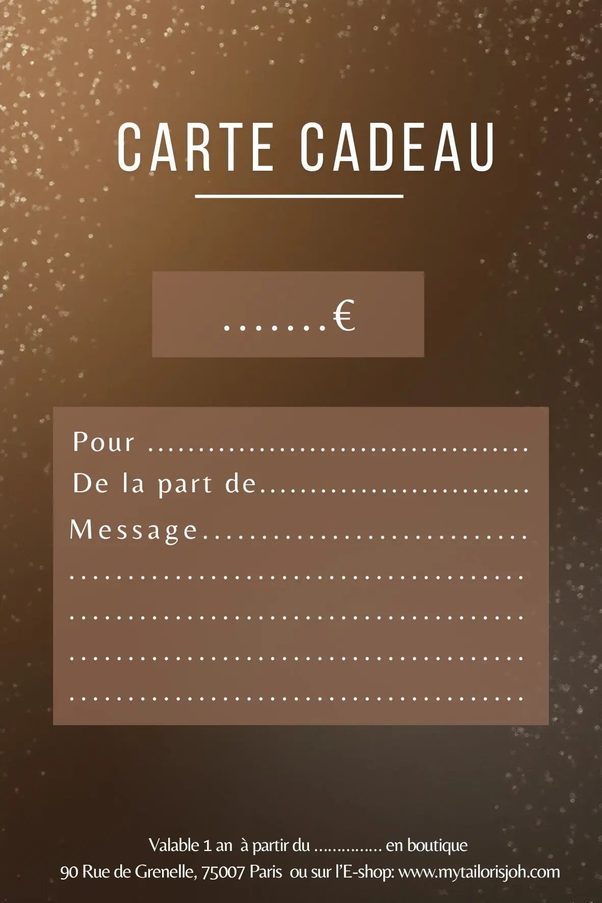 Carte Cadeau My tailor is Joh