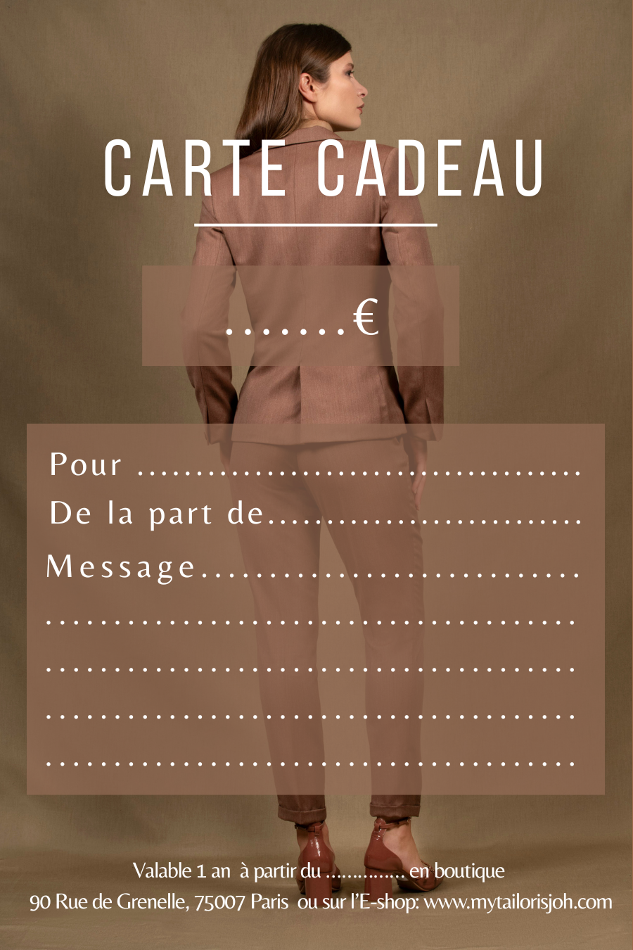 Carte Cadeau 2025 My Tailor Is Joh