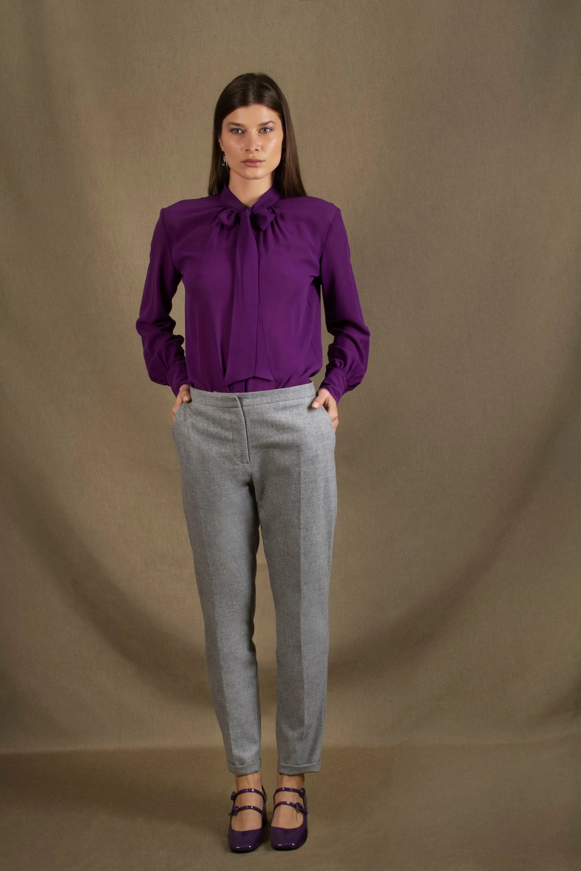 Pantalon Tailleur Femme Cigarette Laine Gris soupir - Conception - My tailor is Joh