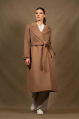 Manteau Femme Long Laine et Cachemire Taupe - Palace.
