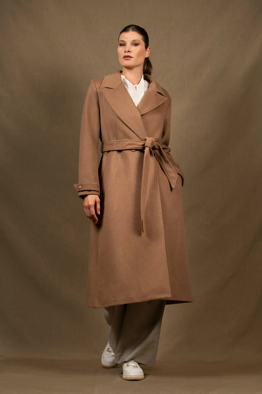 Manteau Femme Long Laine et Cachemire Taupe - Palace My tailor is Joh