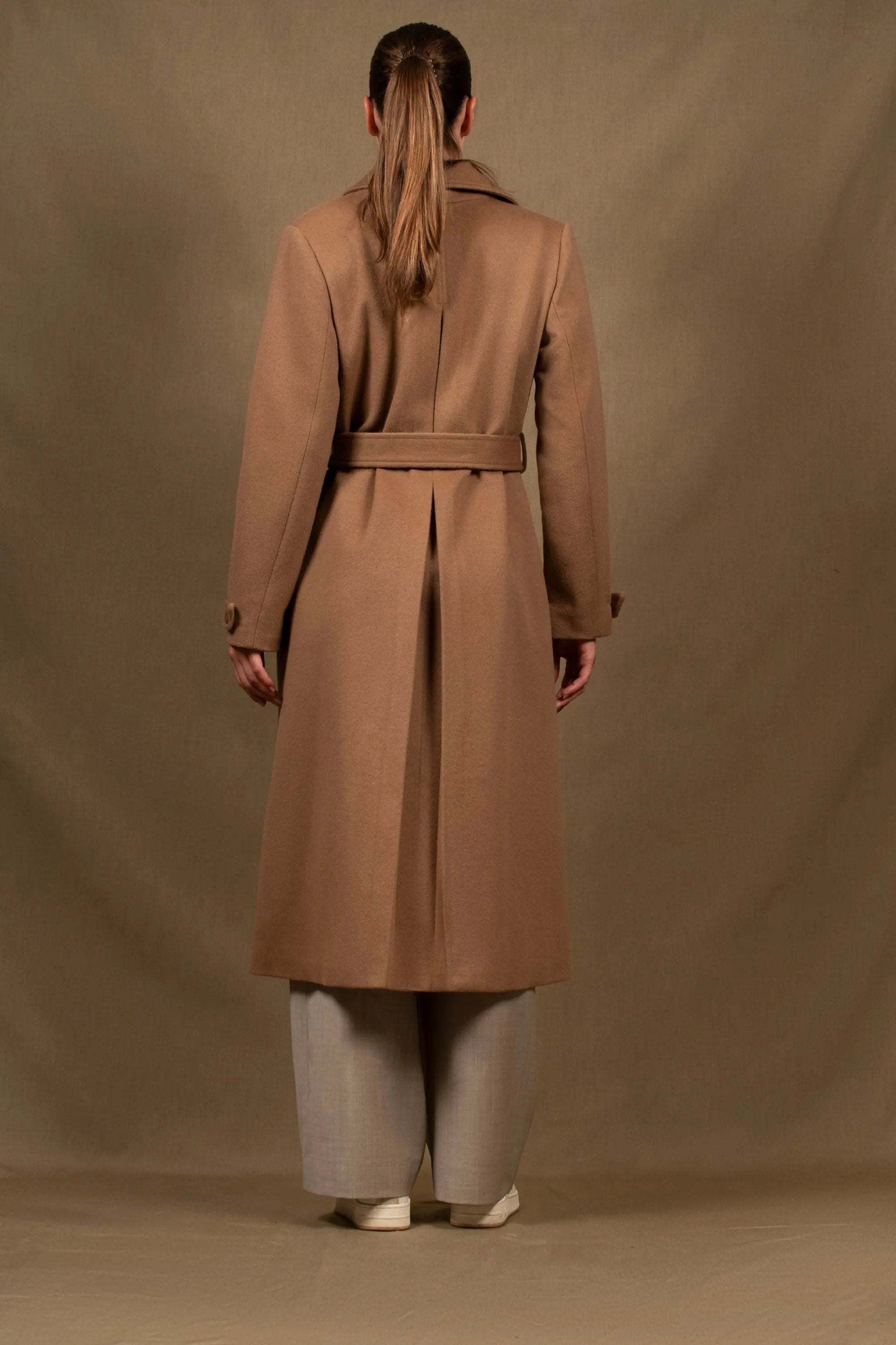 Manteau Femme Long Laine et Cachemire Taupe - Palace My tailor is Joh