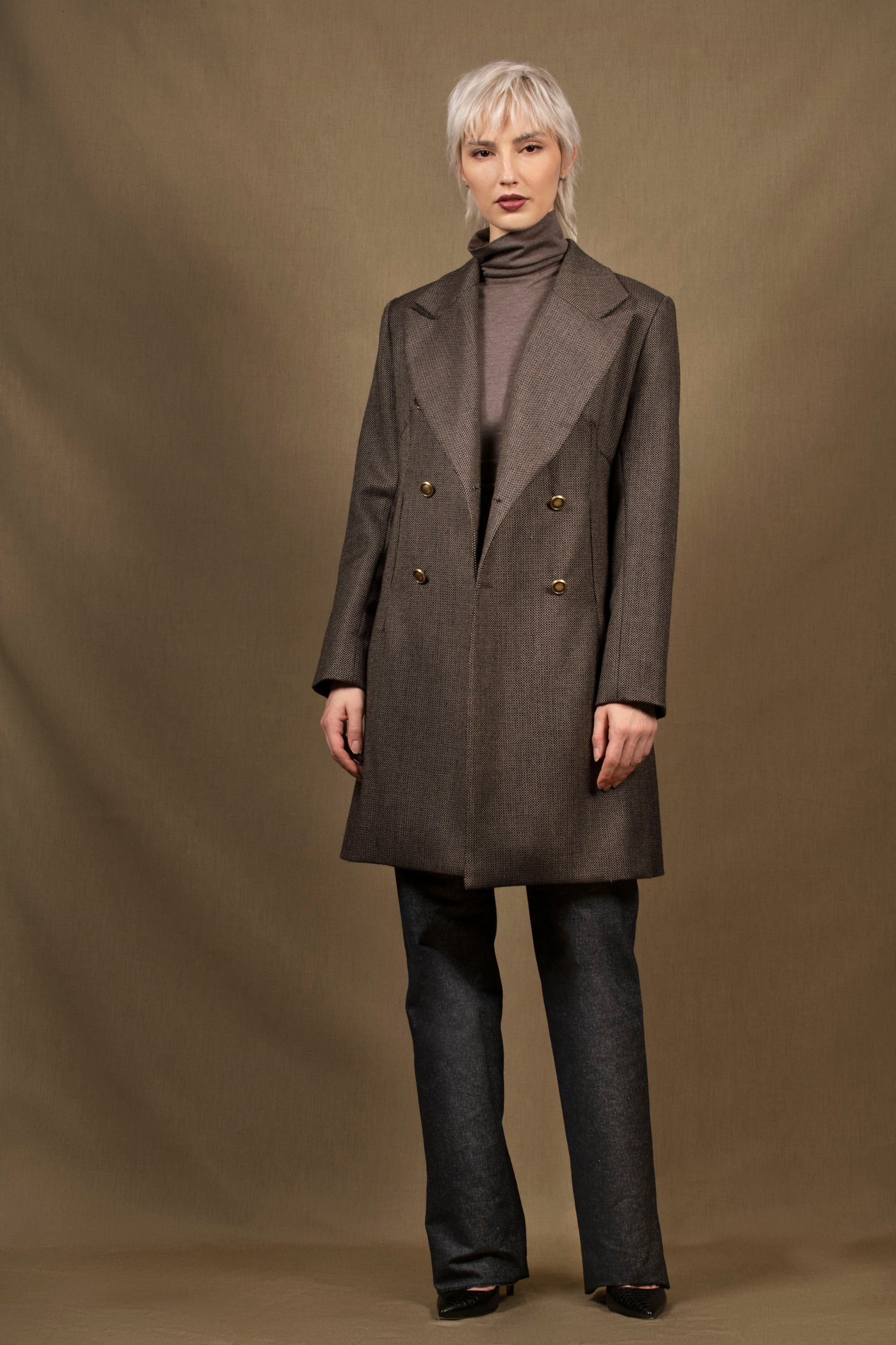 Manteau 3/4 Femme Croisé en Laine Tweed My tailor is Joh