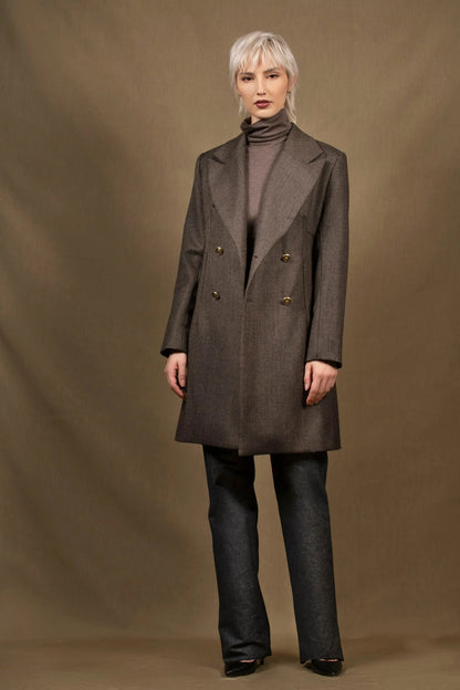 Manteau 3/4 Femme Croisé en Laine Tweed -Soeur My tailor is Joh
