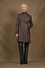 Manteau 3/4 Femme Croisé en Laine Tweed - Soeur