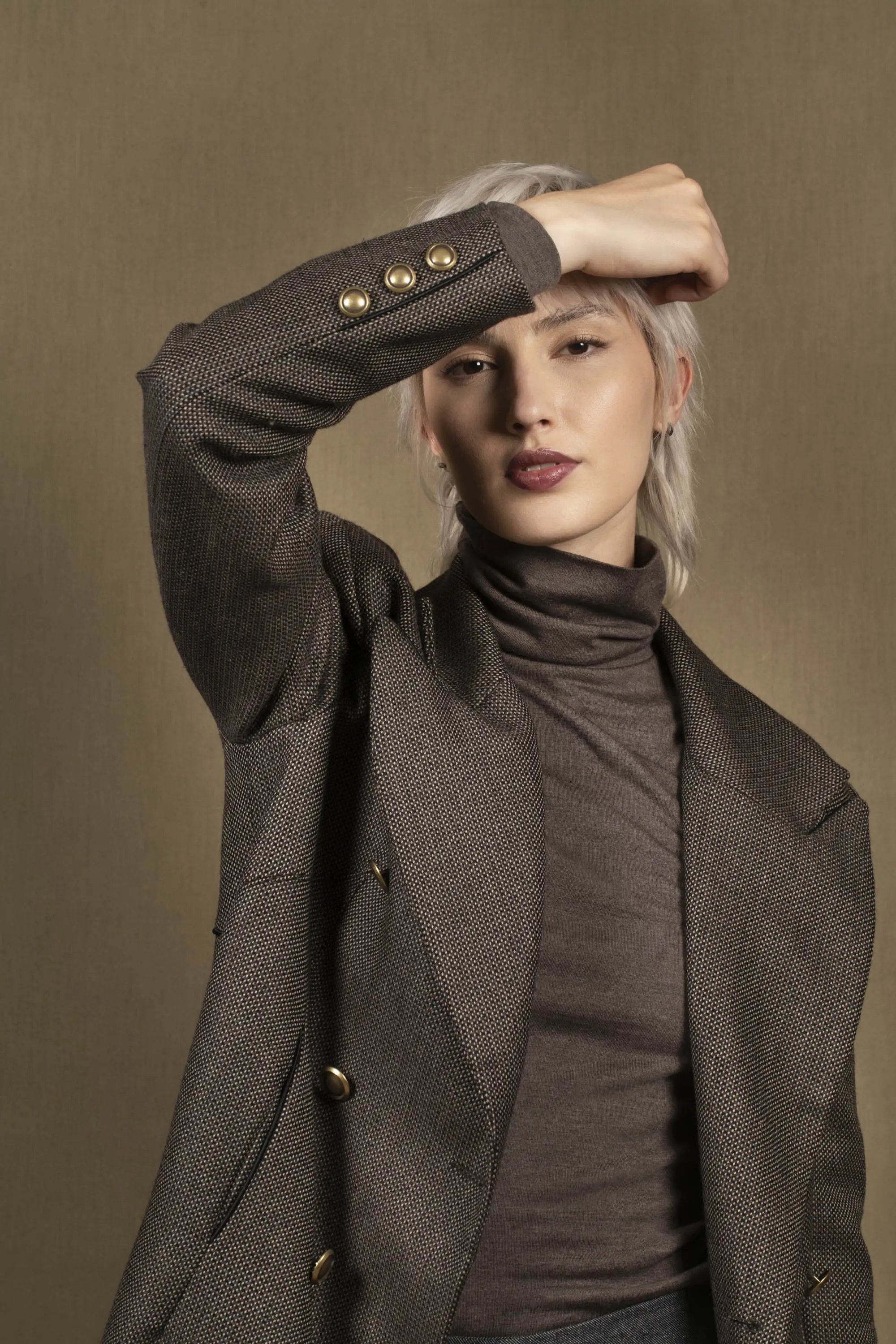 Manteau 3/4 Femme Croisé en Laine Tweed -Soeur My tailor is Joh