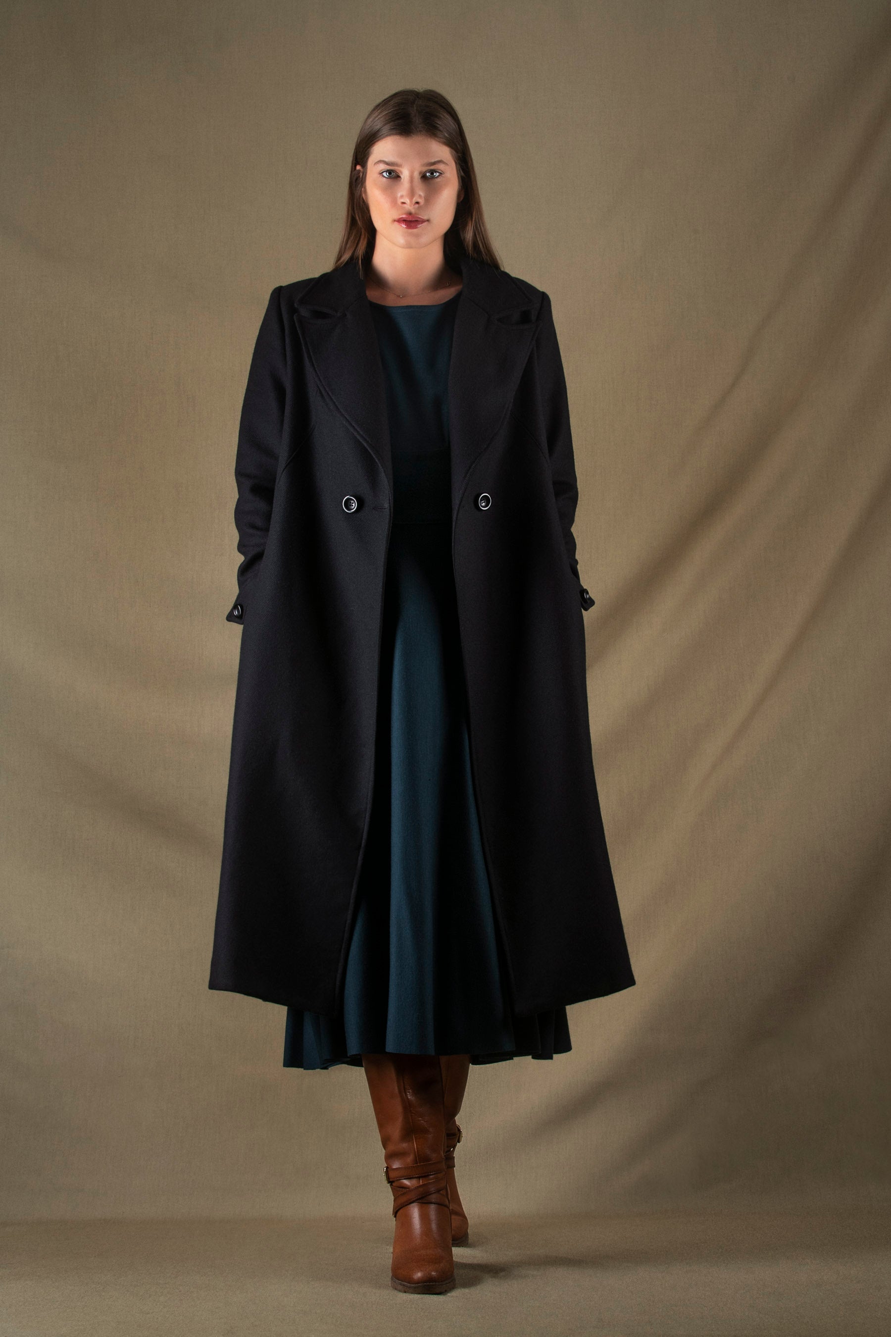 Manteau Femme Long Laine Noir Palace - My Tailor Is Joh