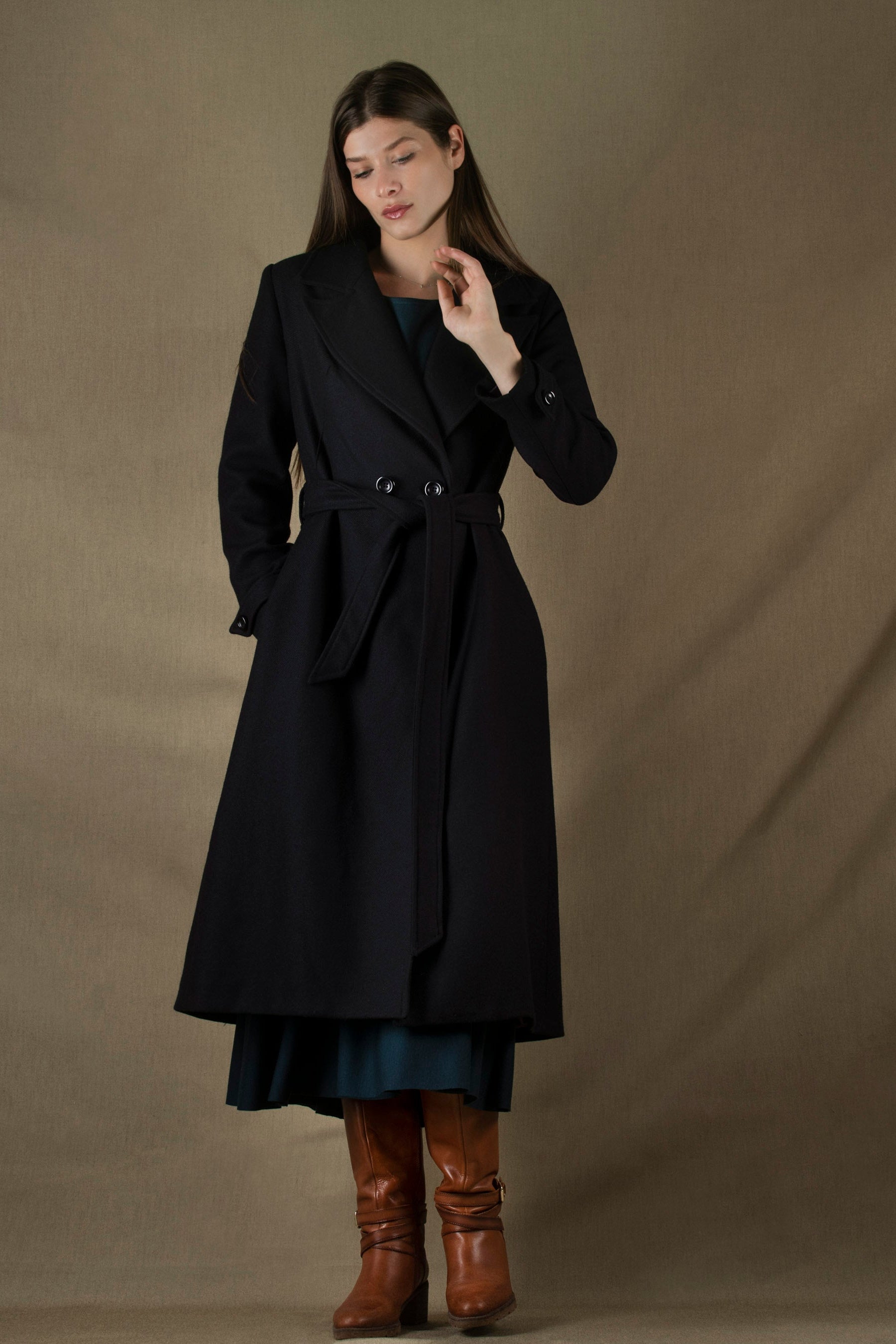 Manteau Femme Long Laine Noire Palace - My Tailor Is Joh 