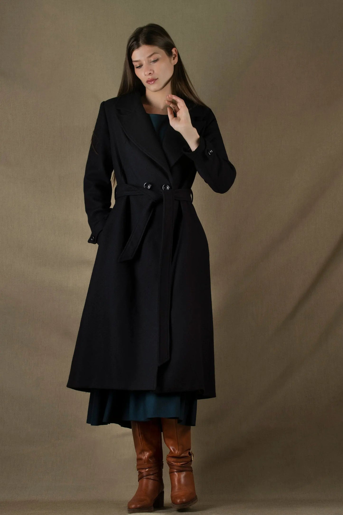 Manteau Femme Long Laine Noire Palace - My Tailor Is Joh 