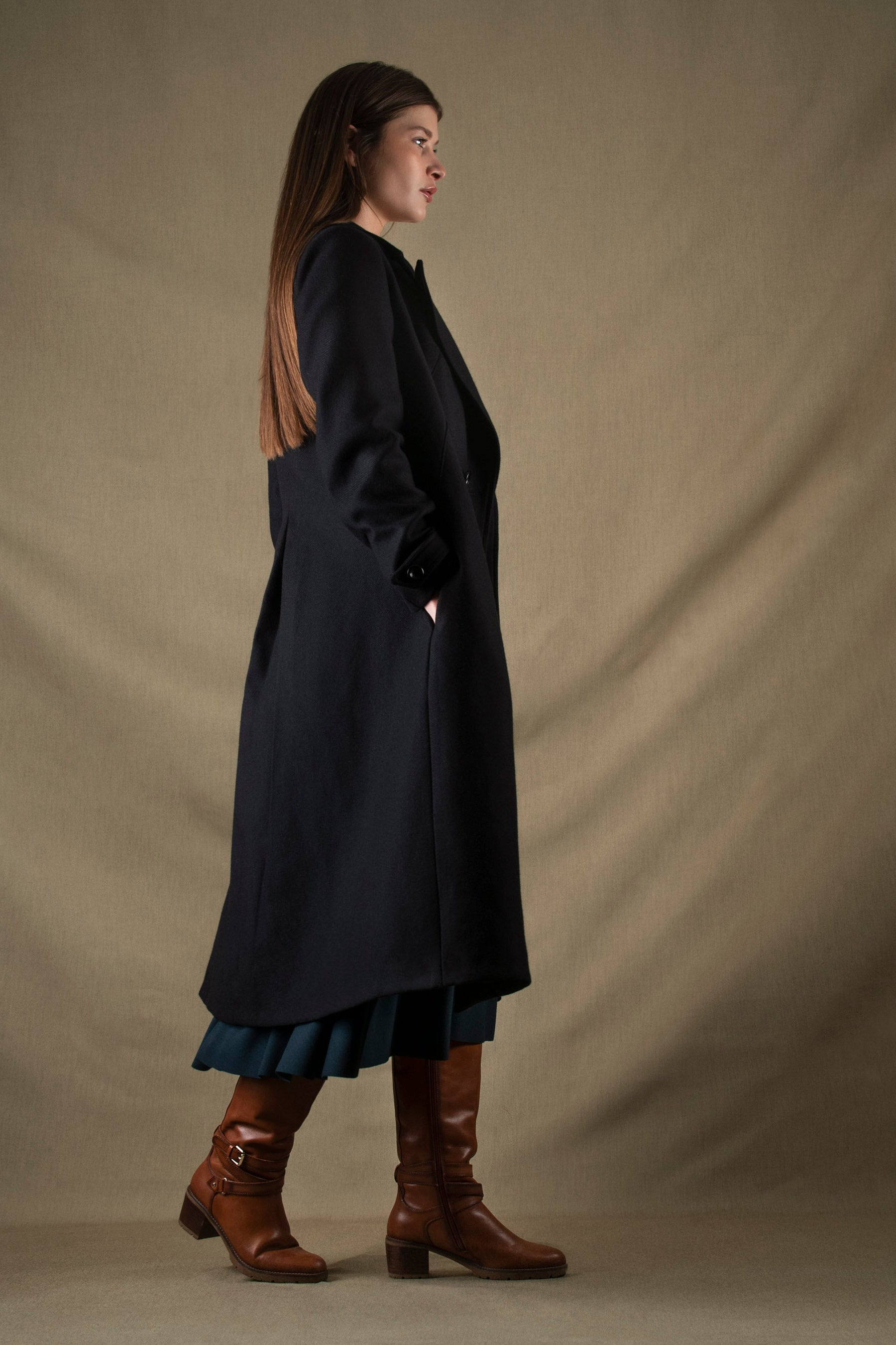 Manteau Femme Long Laine Noire Palace - My Tailor Is Joh 