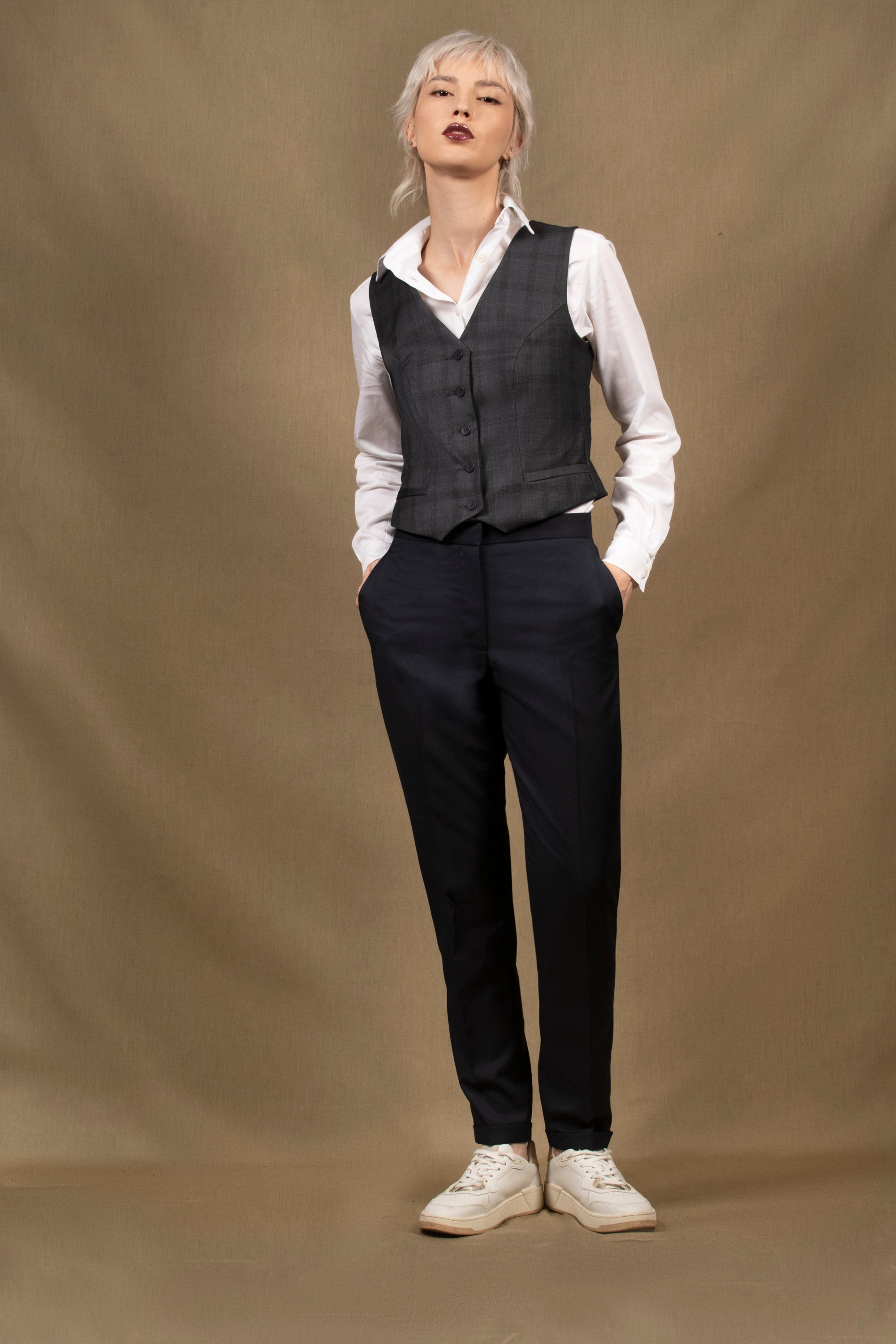 Pantalon Femme Laine Bleu Marine Conception - My Tailor Is Joh 