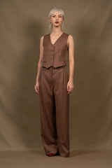 Pantalon Tailleur Femme Large Tomette en Laine – Illusion