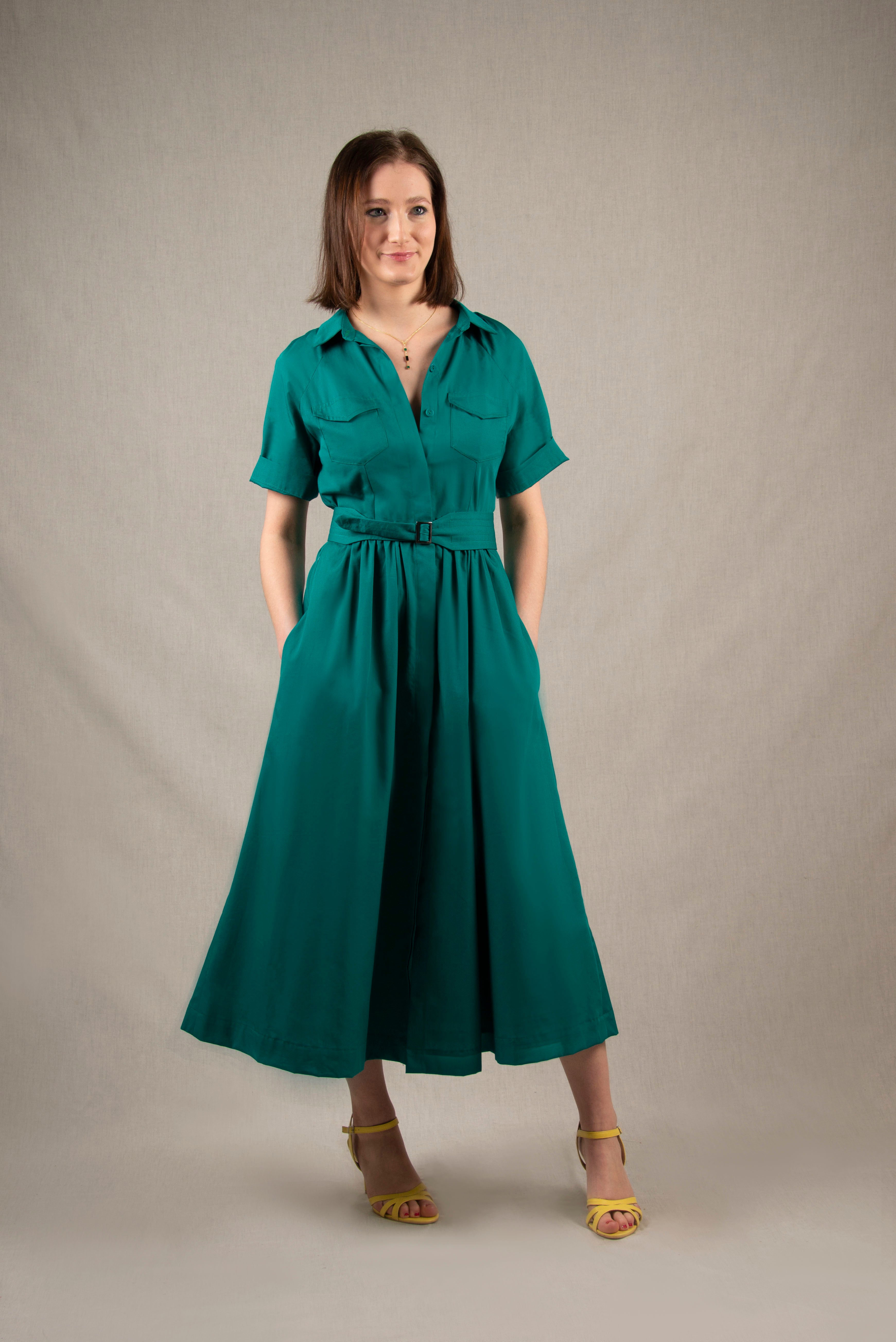 Robe Longue en Coton Couleur Bleu Lagon - Apparence