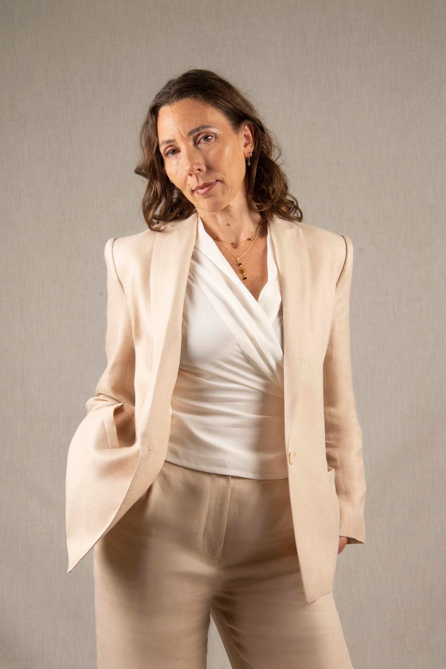 Veste Tailleur Femme Lin Ivoire – Illusion