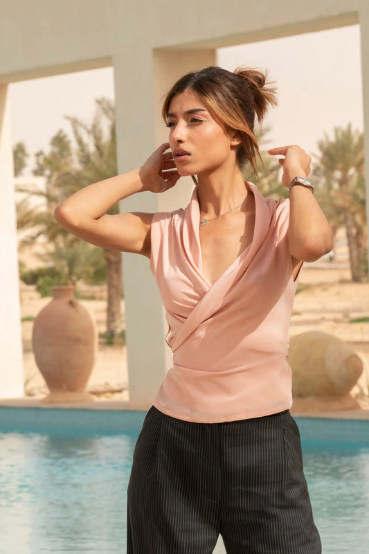 Cache-Coeur Soie  Pêche - Abandon - My tailor is Joh