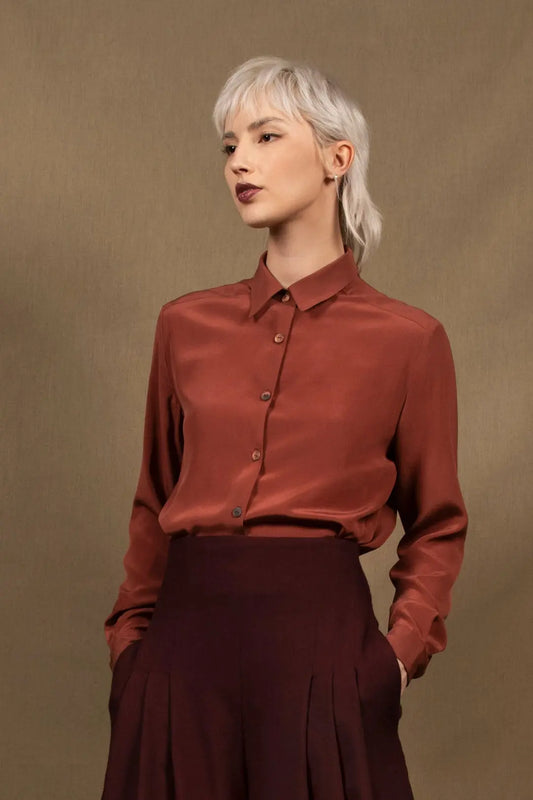 Chemise Femme Soie Chestnut - Conception My tailor is Joh
