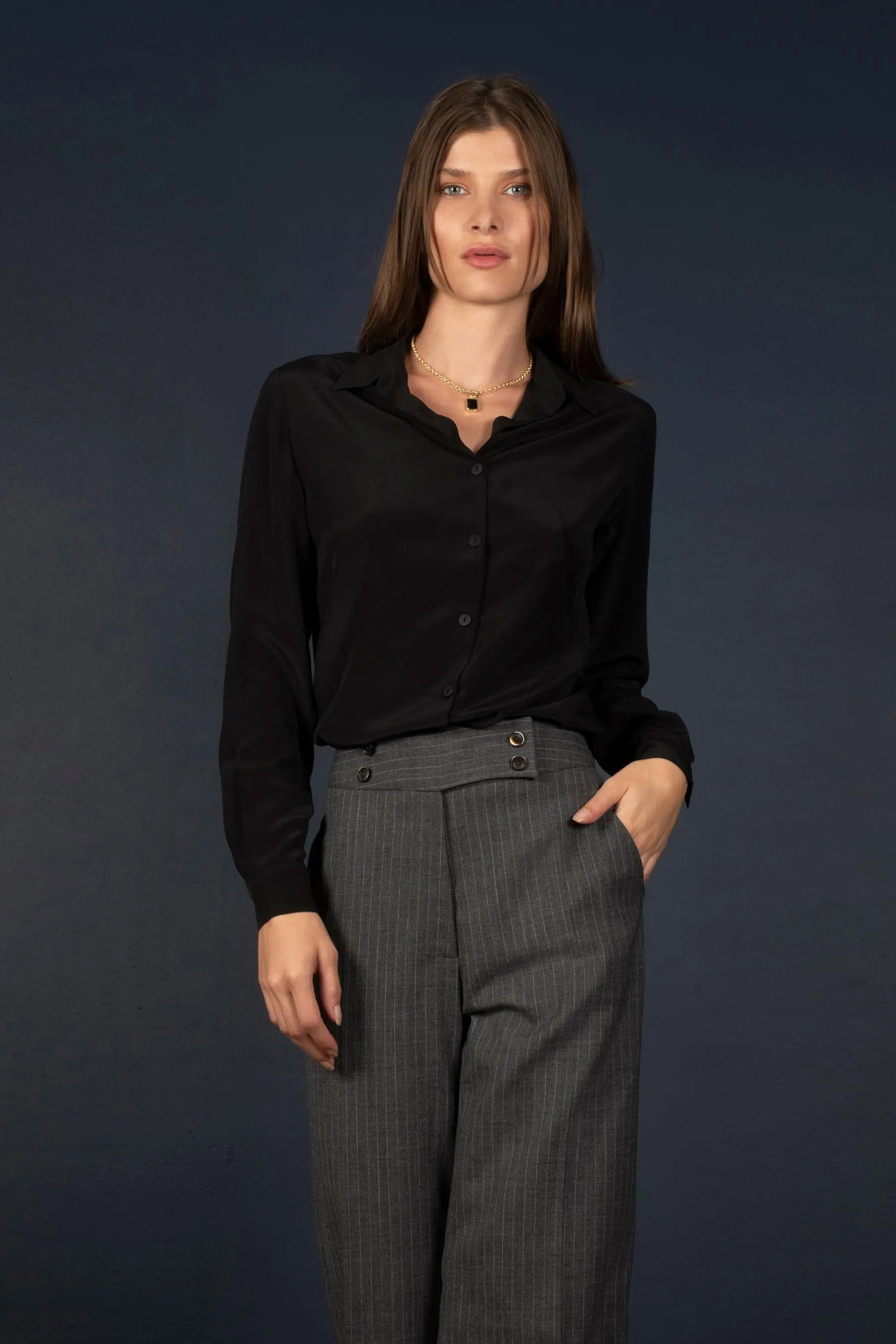 Chemise Femme Soie Noir - Conception - My tailor is Joh