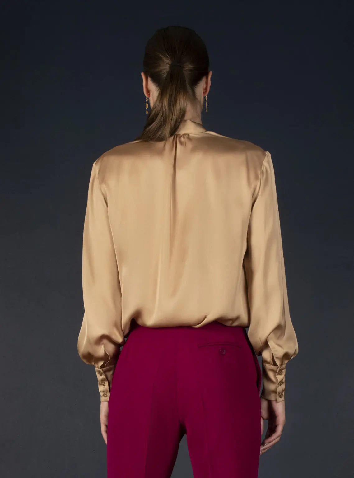 Chemisier Col Lavallière Soie Nude - Soeur - My tailor is Joh