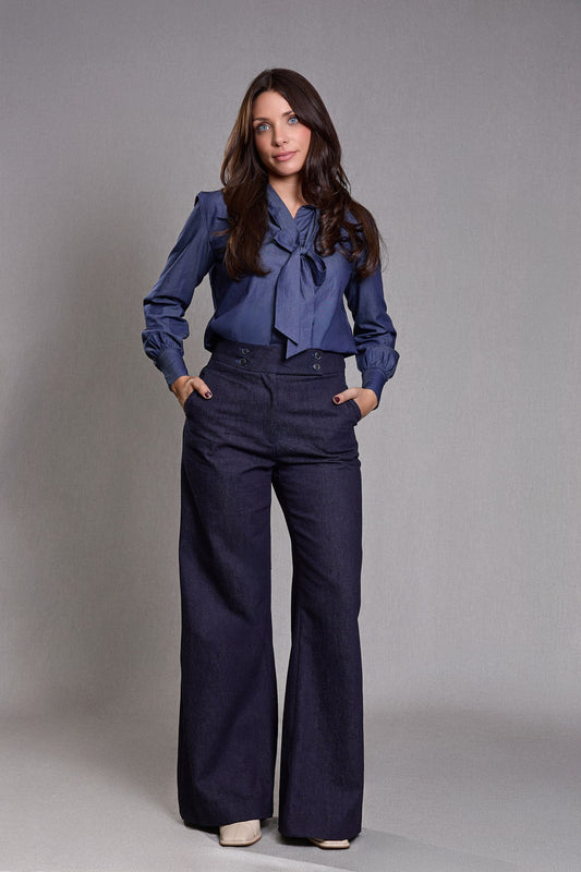 Pantalon Femme Large  jean bleu foncé - Certitude