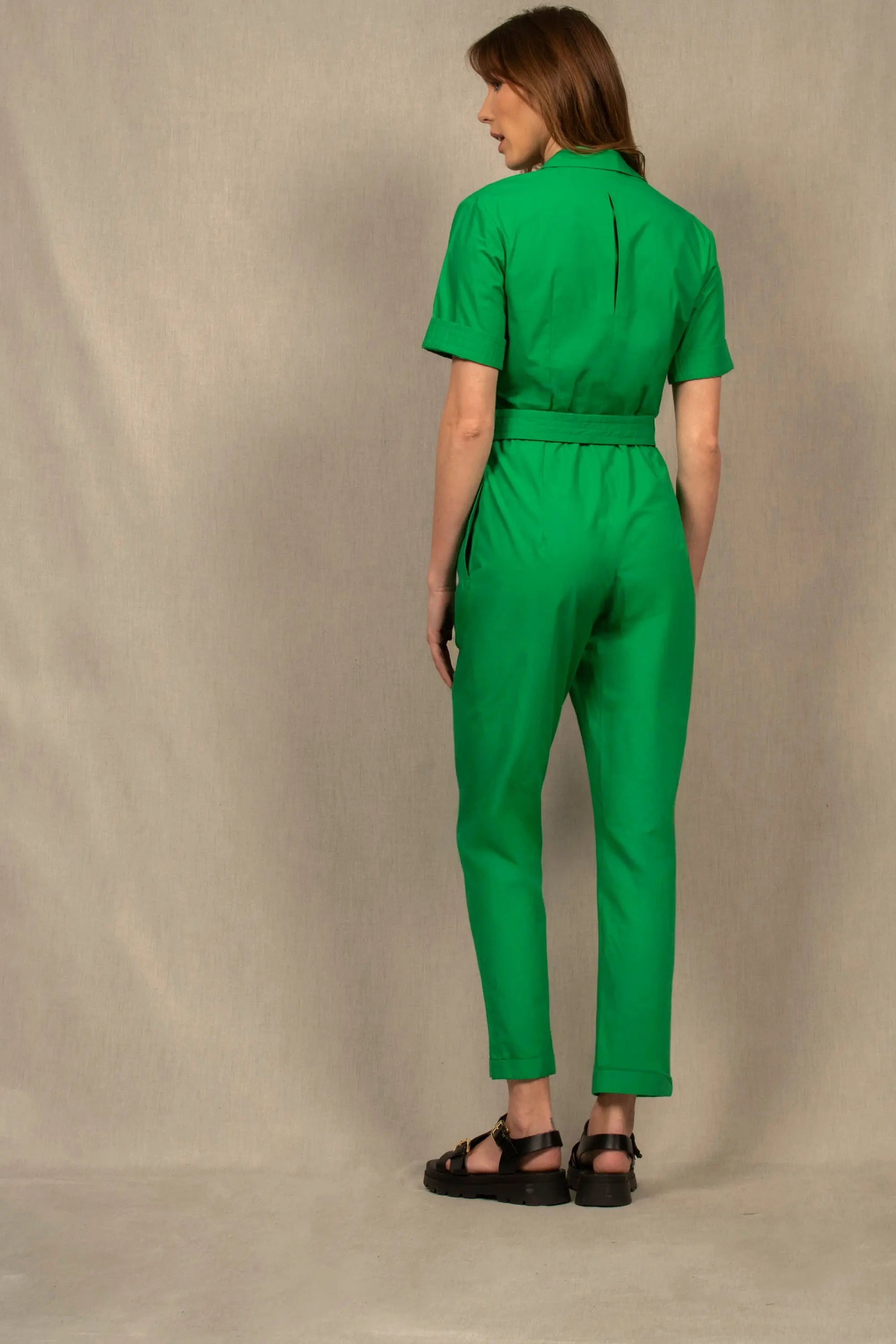 La combinaison pantalon femme coton vert Parenthèse My tailor is Joh