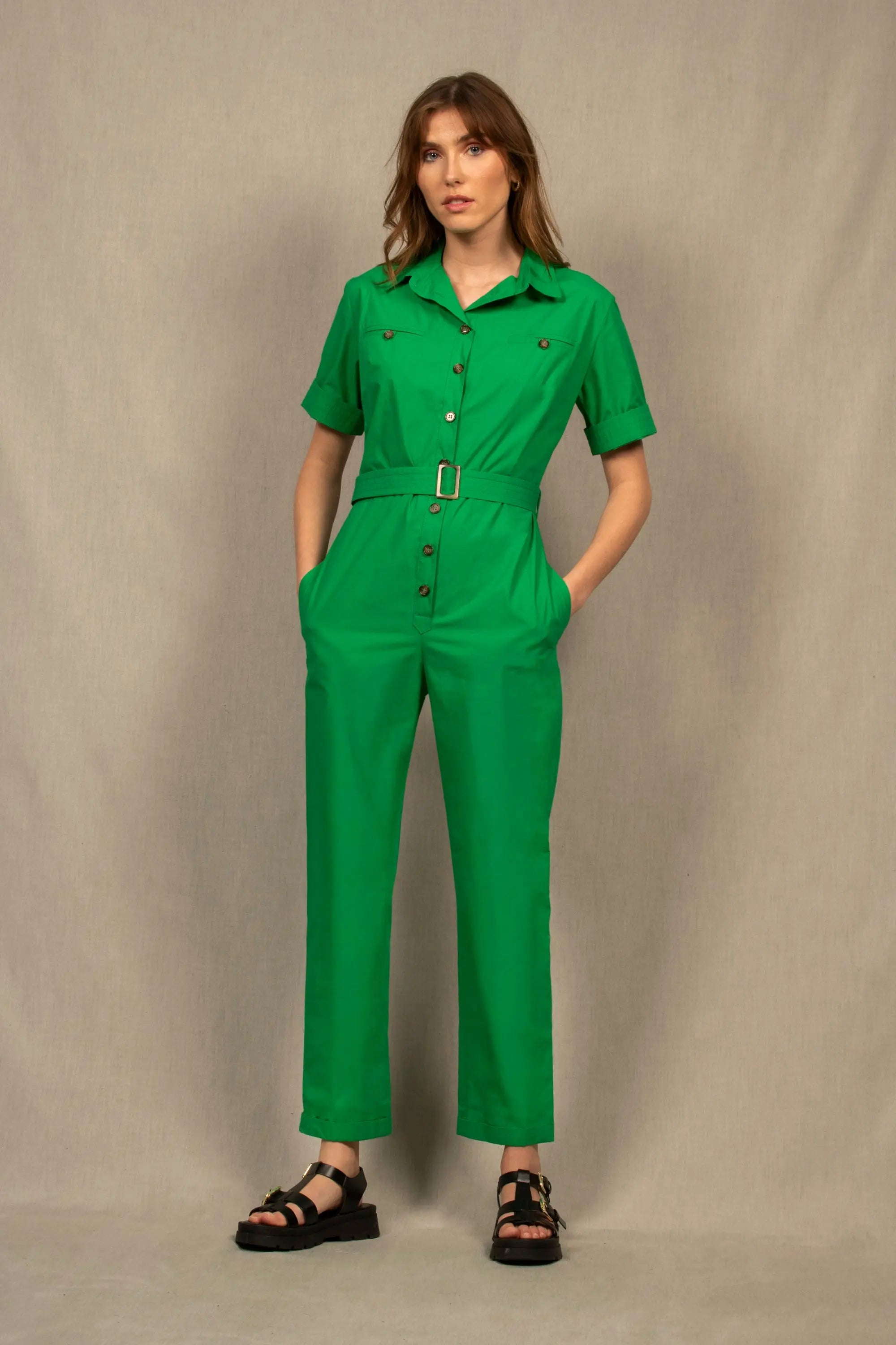 La combinaison pantalon femme coton vert Parenthèse - My tailor is Joh