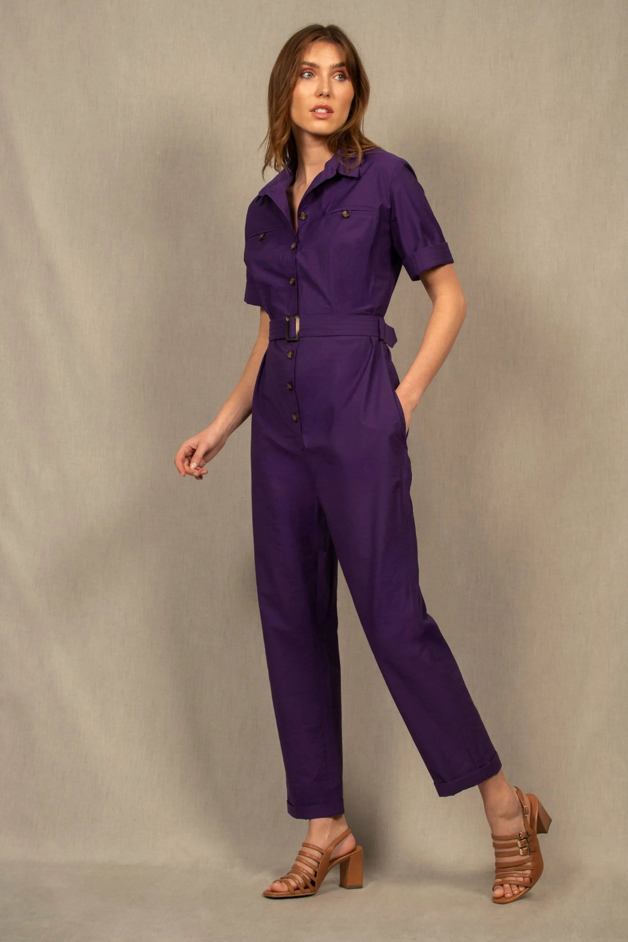 La combinaison pantalon femme coton violet Parenthèse - My tailor is Joh