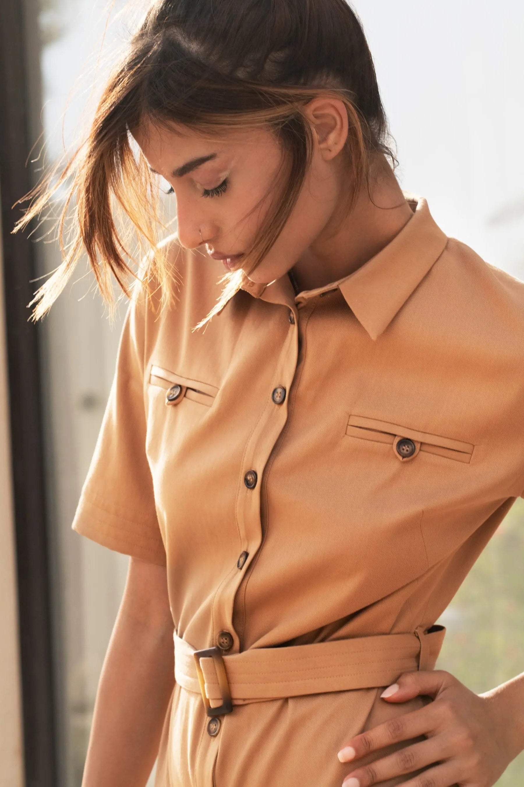 La combinaison pantalon femme coton camel Parenthèse - My tailor is Joh