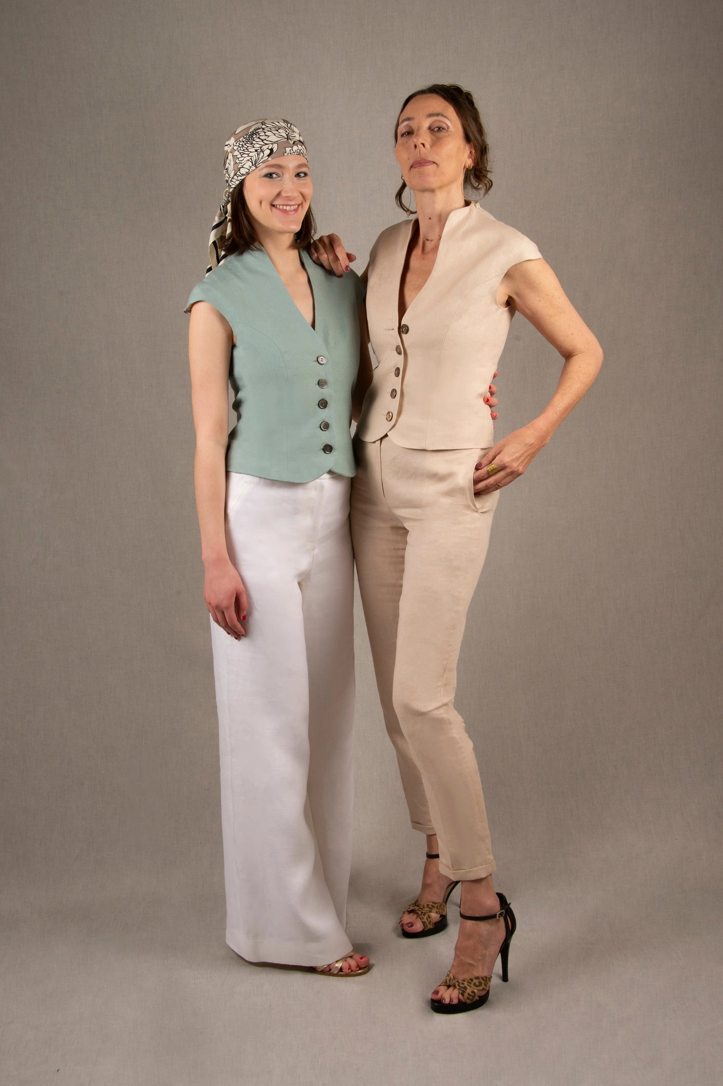 Gilet Tailleur Femme en Lin Ivoire - Sensation My tailor is Joh