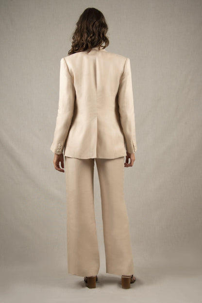 Tailleur Femme Veste Pantalon Large en Lin Ivoire – Illusion My tailor is Joh