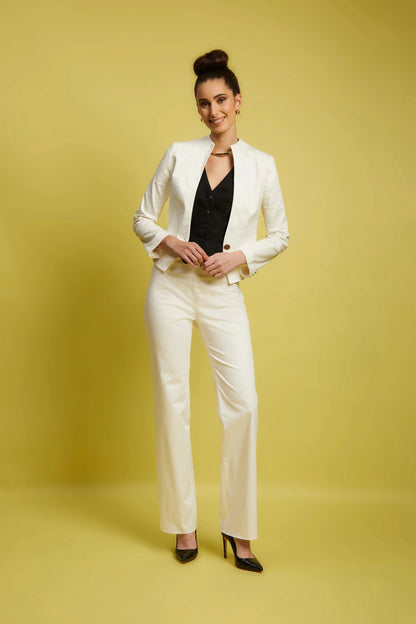 Le tailleur femme veste spencer pantalon droit blanc Sœur - My tailor is Joh