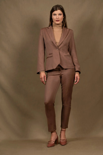 Tailleur Femme Veste Cintrée Pantalon fitté Laine Tomette – Conception My tailor is Joh