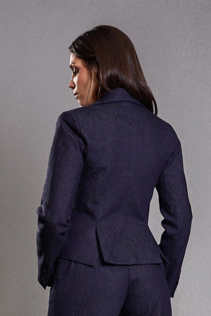 Veste Tailleur Femme Courte Jean bleu foncé - Certitude