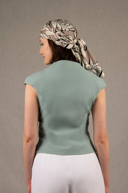 Gilet Tailleur Femme en Lin Bleu Céladon - Sensation My tailor is Joh