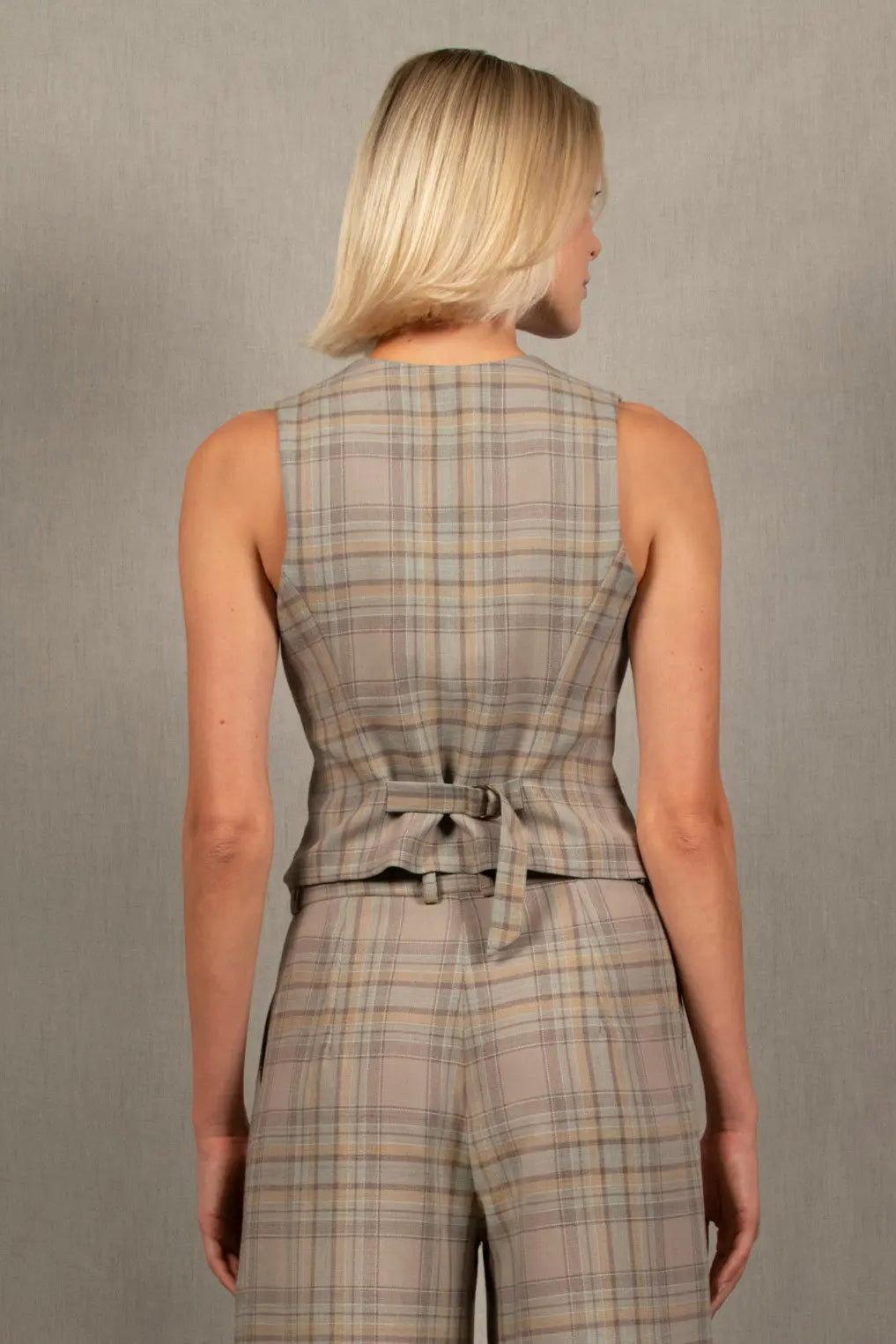 Gilet Costume Tailleur Femme Carreau en Laine - My tailor is Joh