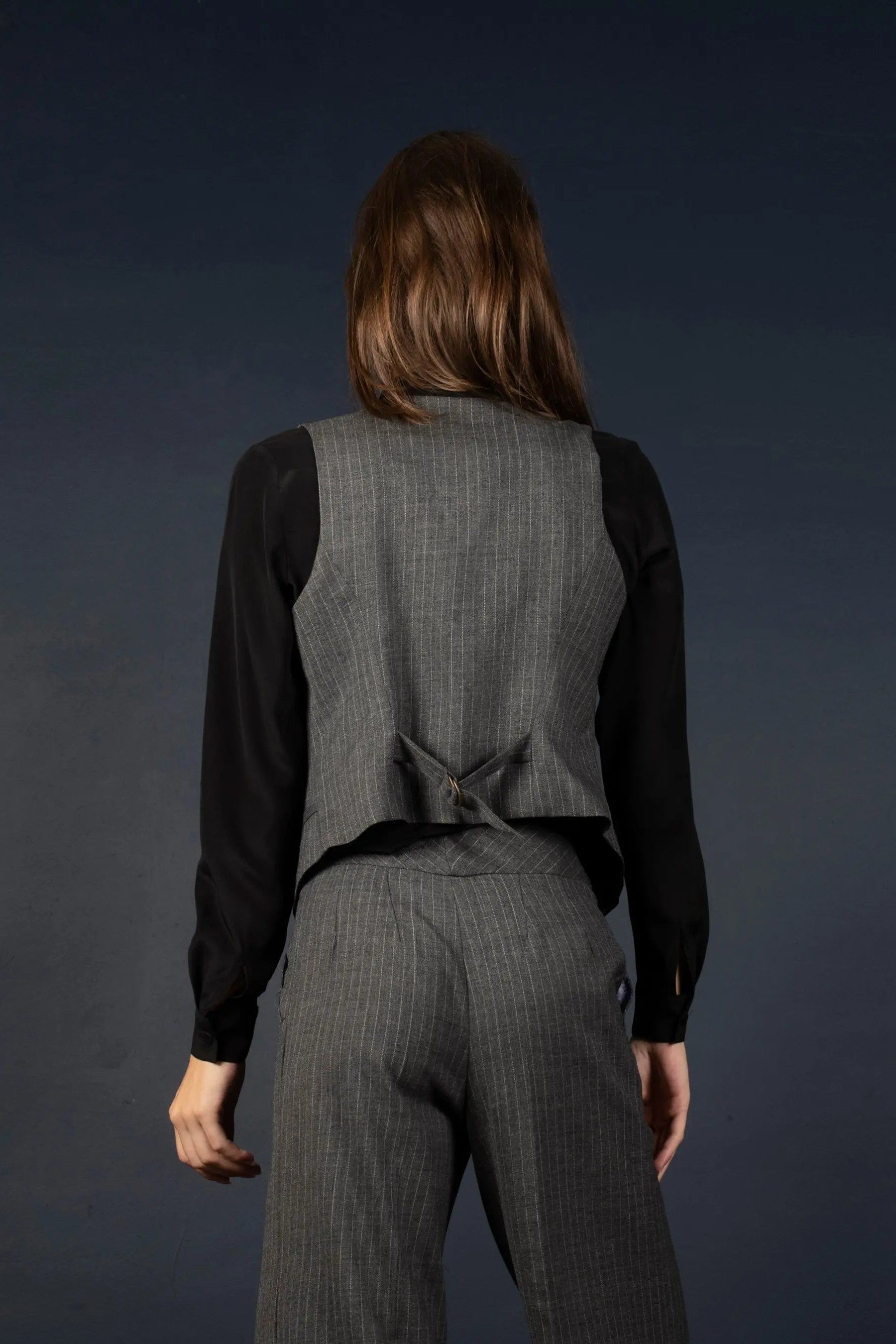 Gilet Tailleur Femme Gris Rayé - Conception - My tailor is Joh