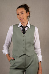 Gilet Tailleur Femme Laine Vert Sauge – Conception