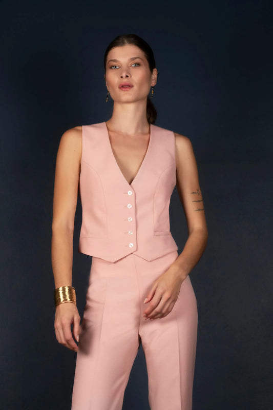 Gilet Tailleur Femme Rose Ballerine - Conception - My tailor is Joh