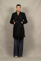 Manteau 3/4 Femme en Laine Bleu Marine - SOEUR