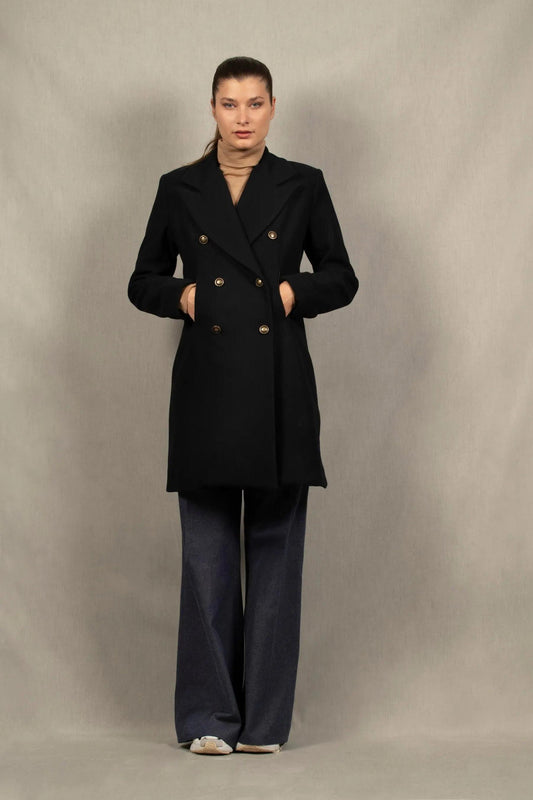 Manteau 3/4 Femme en Laine Bleu Marine - My tailor is Joh
