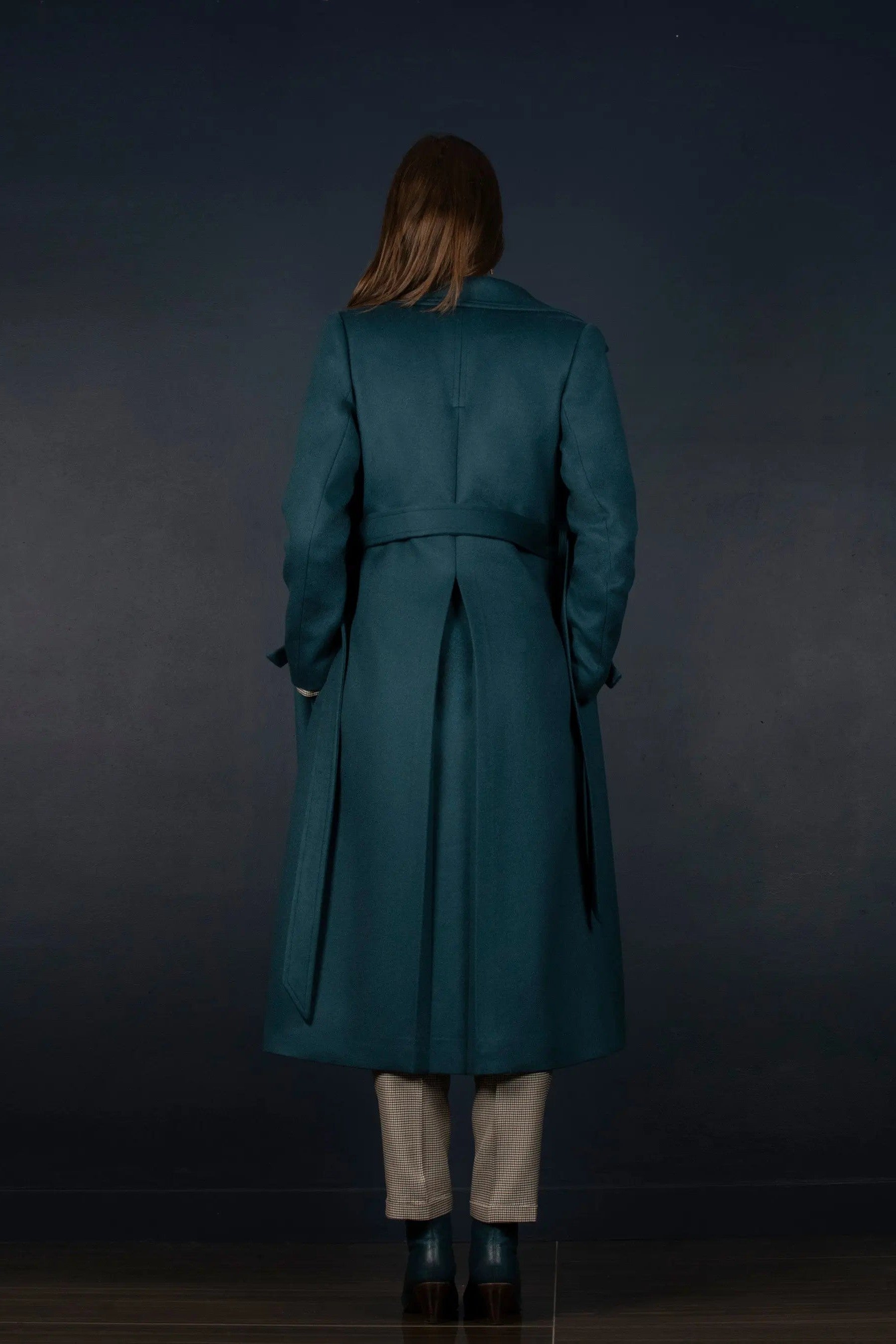 Manteau Long Femme Laine Cachemire Bleu Pétrole Palace - My tailor is Joh