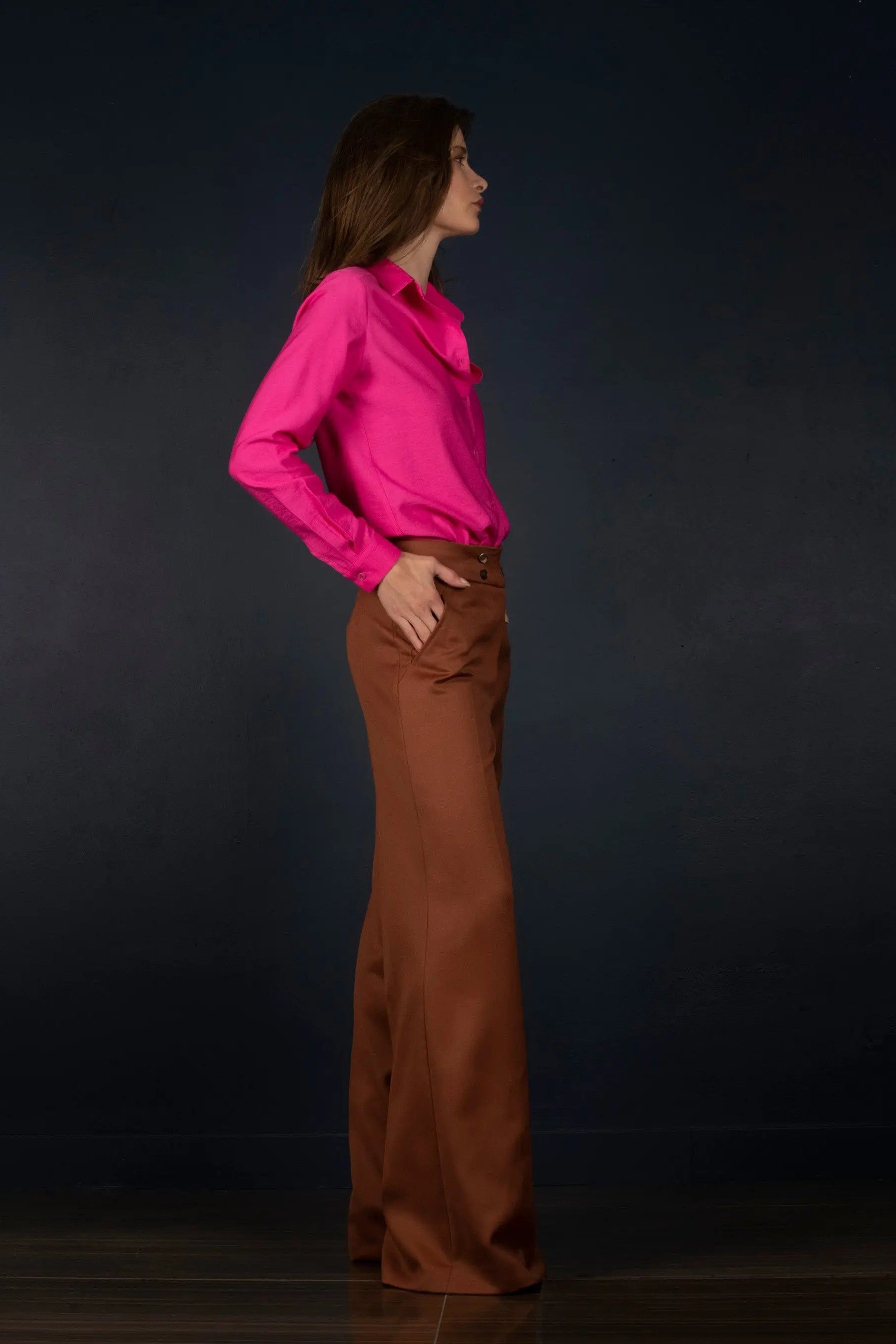 Pantalon Femme Large Laine Terra Cotta - Certitude - My tailor is Joh