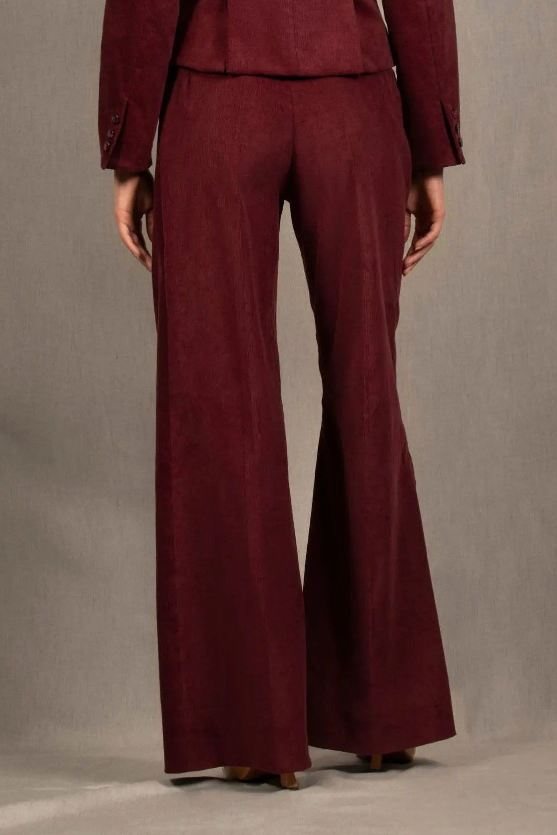Pantalon Femme Large Bordeaux Velours côtelé – Certitude - My tailor is Joh