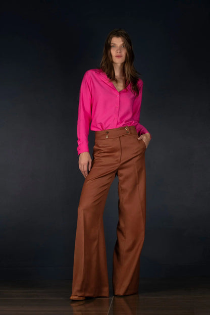 Pantalon Femme Large Laine Terra Cotta - Certitude - My tailor is Joh