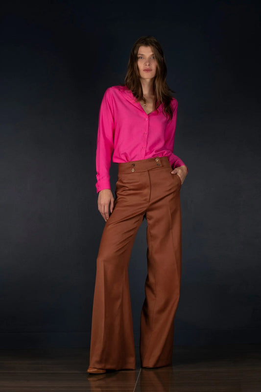 Pantalon Femme Large Laine Terra Cotta - Certitude - My tailor is Joh