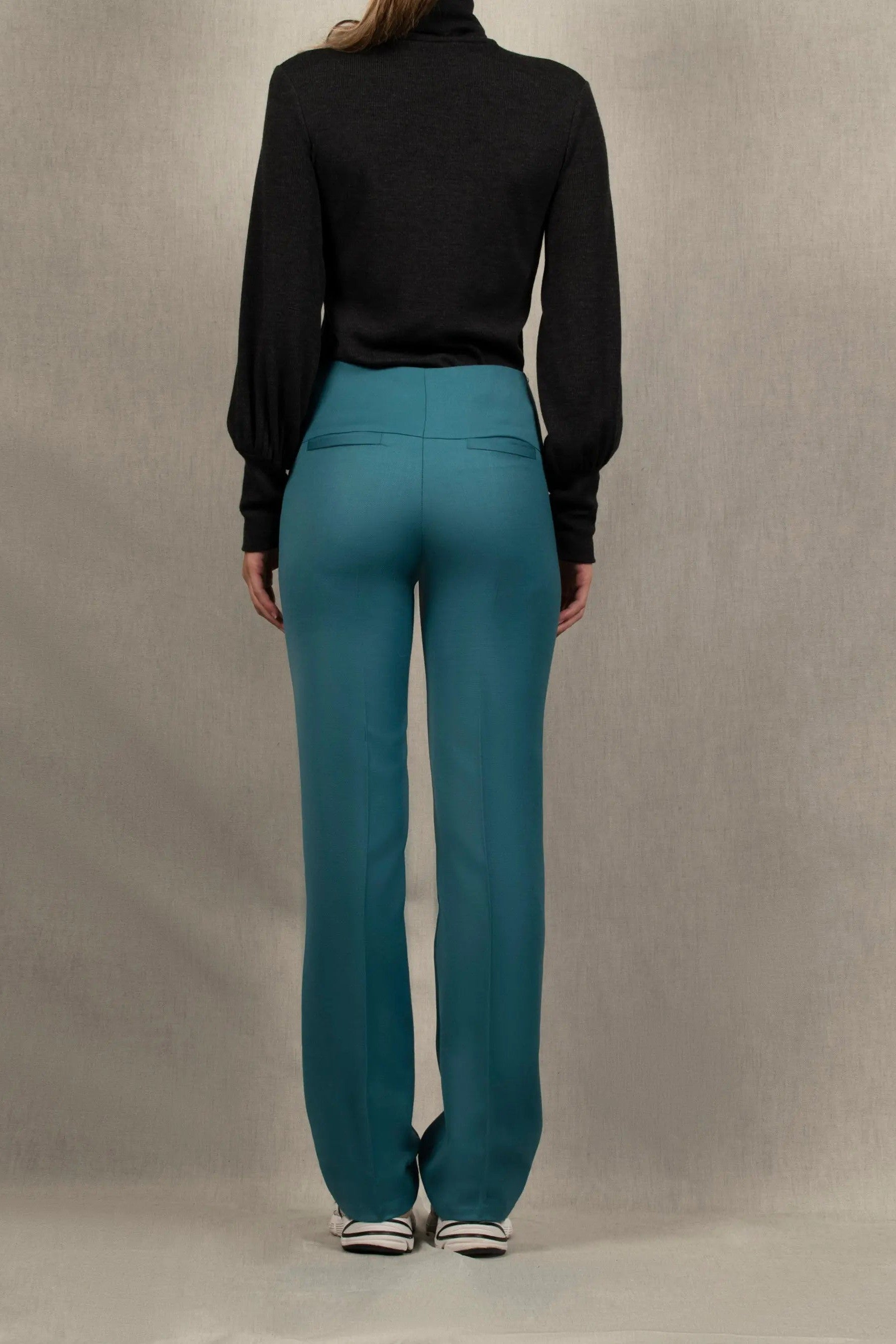 Pantalon Tailleur Femme Droit Laine Bleu pacifique – Sœur - My tailor is Joh