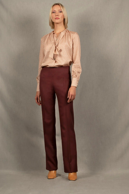 Pantalon Tailleur Femme Droit Laine Lie de vin – Sœur - My tailor is Joh